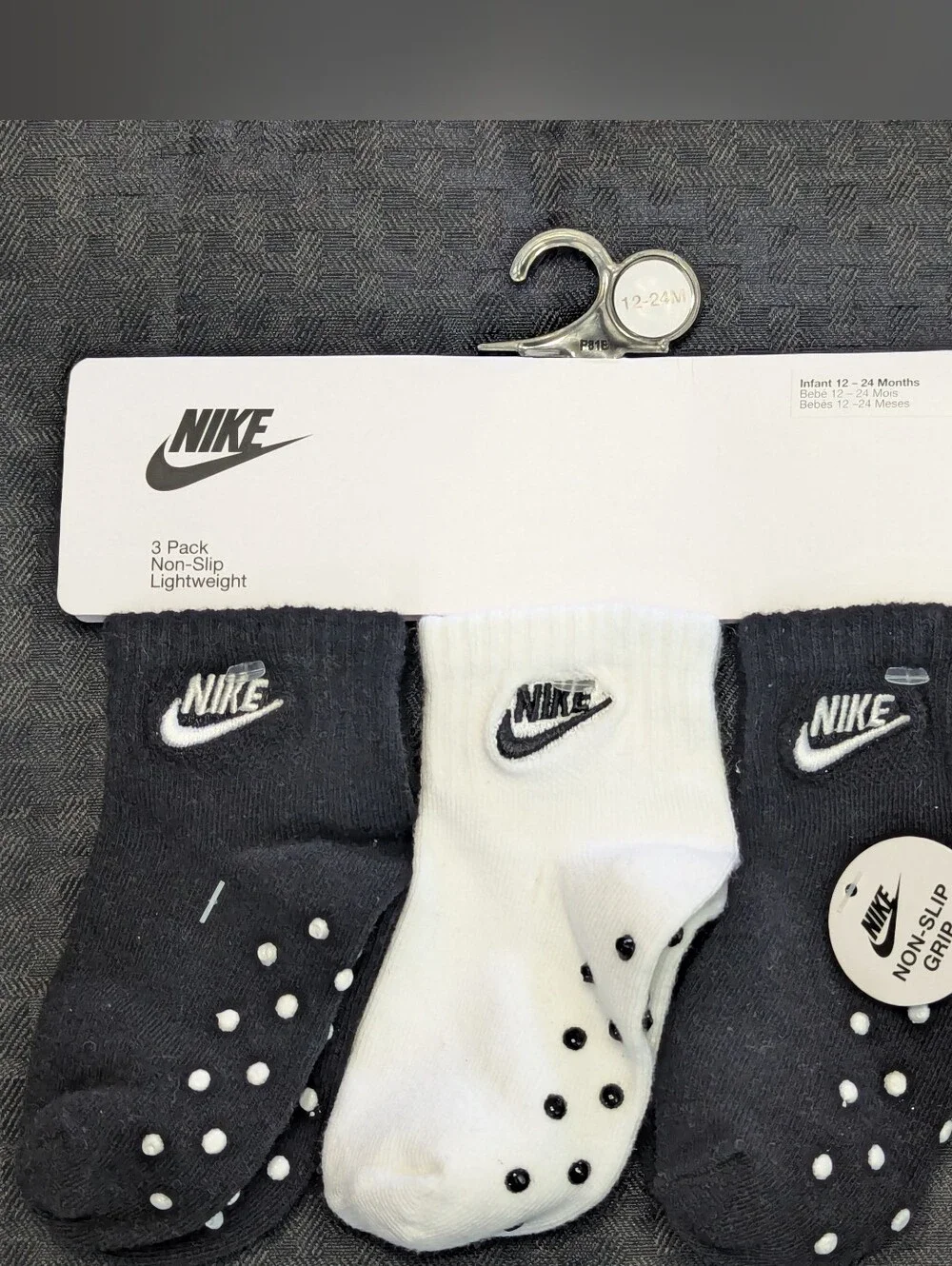 Toddler 2-4 Black and white Nike Socks 3 pack.